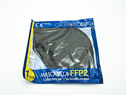 50 uds. Mascarillas Negras FFP2 NR homologadas CE 0598, filtrado de 5 capas - GrupoZona - Mascarilla protección negra - Envío rápido