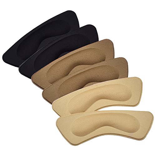 6 Pares Almohadilla de Talón Agarre de Zapatos de Tacón Plantillas Autoadhesivas de Zapato Protector de Cuidado de Pies (Marrón, Caqui, Negro)