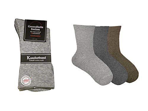 6 pares de calcetines para hombre, diabéticos, extra anchos, especialmente aptos para venas (43/46, gris/Anthr+B8azit)