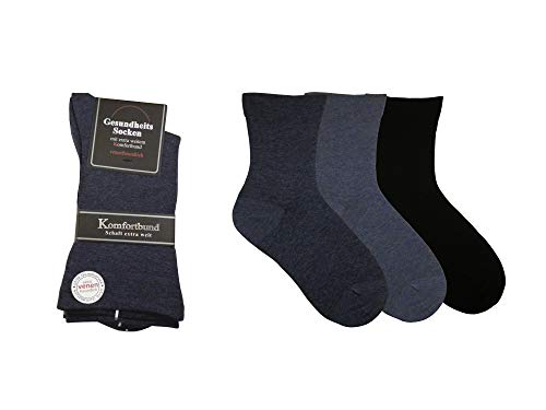 6 pares de calcetines para hombre, diabéticos, extra anchos, especialmente aptos para venas (43/46, jeans/Navy)