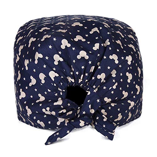 6 Piezas Gorro Quirúrgico Algodón Lindo Impresión Doctor Enfermera Sombrero Quirófano Quimio Sombrero para Mujeres Hombres (con Botones)-B