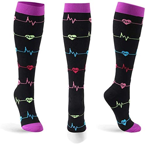 7 pares de Calcetines de Compresión Los Mejores Calcetines Deportivos y Médicos Medias de Compresión para Deportes, Carreras, Viajes en avión, Soporte (S/M, Mix Colour-1)