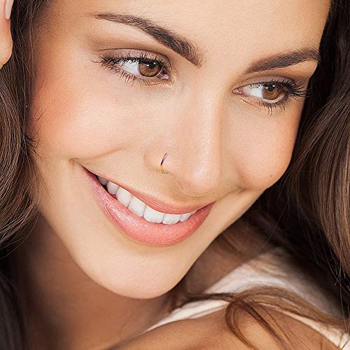 8Pcs Piercing Nariz Anillo Septum Nariz Piercing Clicker Quirurgico de Acero Inoxidable para Hombre y Mujer - 8 mm