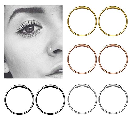 8Pcs Piercing Nariz Anillo Septum Nariz Piercing Clicker Quirurgico de Acero Inoxidable para Hombre y Mujer - 8 mm