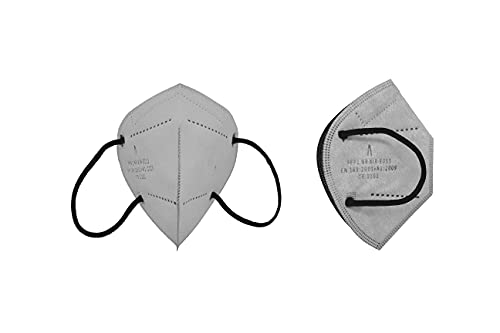 A AIRNATECH Mascarillas FFP2 GRIS pack de 10 unidades. Marcado CE0161 Homologadas - Normativa EN149: 2001+A1: 2009 - 5 Capas de 95% Filtración - Mascarilla ffp2 protección respiratoria