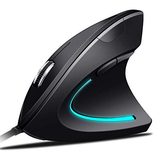 Abauoat Ratón con Cable Ratón Vertical,Ratón ergonómico Mouse Color Iluminado 4 dpi Ajustables, 6 Botones Prevención de Codo Enfermedad del ratón Protege Especialmente el Brazo