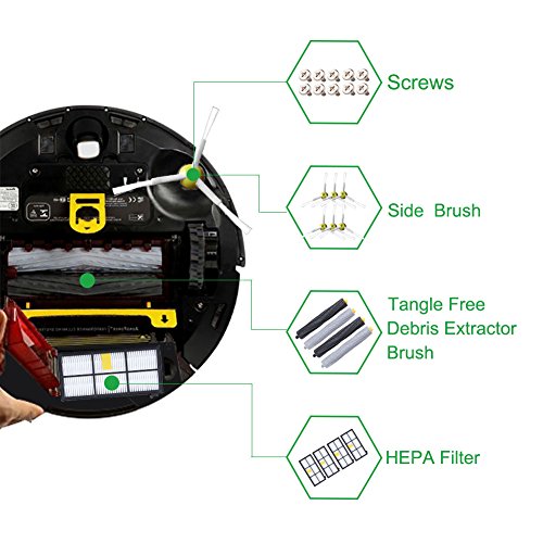 ABClife Kit de Accesorios Compatible con iRobot Roomba Recambios Roomba Series 800 805 850 860 865 866 870 871 880 886 890 891 895 896 900 960 965 966 980 para Robot Aspirador, 24in1