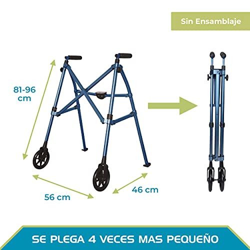 Able Life Space Saver Walker, Andador Para Ancianos Con Freno, Andador Mayores, Caminador Para Adultos, Estrecho y Plegable Con 2 Ruedas, Azul Cobalto