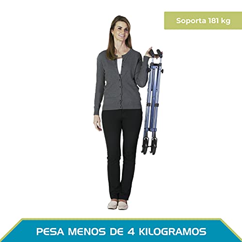 Able Life Space Saver Walker, Andador Para Ancianos Con Freno, Andador Mayores, Caminador Para Adultos, Estrecho y Plegable Con 2 Ruedas, Azul Cobalto