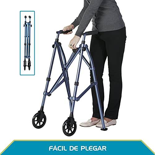 Able Life Space Saver Walker, Andador Para Ancianos Con Freno, Andador Mayores, Caminador Para Adultos, Estrecho y Plegable Con 2 Ruedas, Azul Cobalto