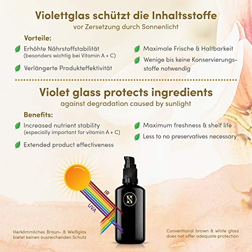 Aceite de Rosa Mosqueta Puro ORGÁNICO Vegano Prensado en Frío 50ml - Serum Facial de Rosa Silvestre con Vitamina E,C,A+Omega 3 – Usar como Crema Hidratante Facial Mujer - Piel Suave, Pelo+Uñas Sanas