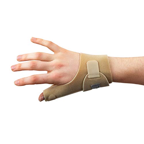 Actesso Férula de Neopreno para el Pulgar - Órtesis para Dolores y Lesiones, Tenosinovitis de De Quervain, Tendinitis y Esguinces - tamaño Universal (Beige, Izquierda)