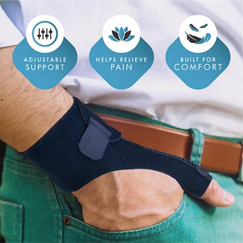 Actesso Férula de Neopreno para el Pulgar - Órtesis para Dolores y Lesiones, Tenosinovitis de De Quervain, Tendinitis y Esguinces - tamaño Universal (Azul, Izquierda)