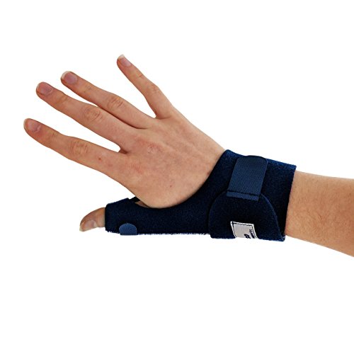 Actesso Férula de Neopreno para el Pulgar - Órtesis para Dolores y Lesiones, Tenosinovitis de De Quervain, Tendinitis y Esguinces - tamaño Universal (Azul, Izquierda)