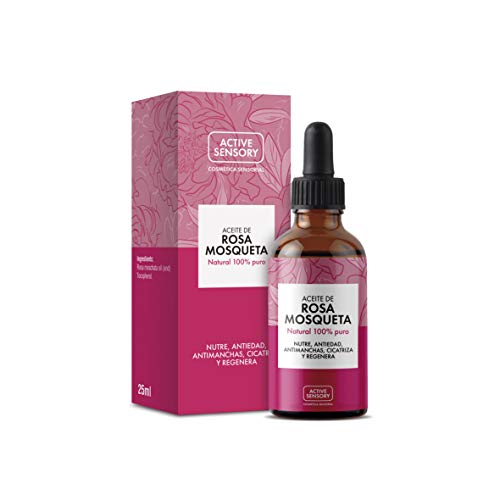 Active Sensory Aceite de Rosa Mosqueta - 100% Puro para Nutrir en Profundidad, Aumentar la Elasticidad de la Piel y Prevenir la Aparición de Estrías, Transparente Floral, 25 Mililitros