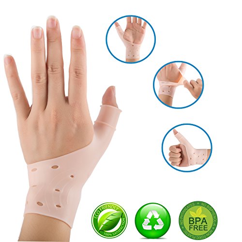 【Actualización】 Correas de gel transpirable para muñeca y pulgar para mano derecha e izquierda | demostrado para aliviar el dolor de muñeca y pulgar incluyendo artritis, reumatismo (2)