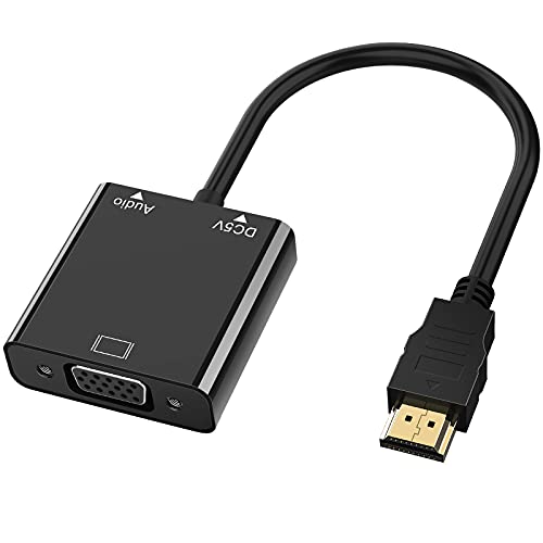 Adaptador HDMI a VGA, HDMI a VGA (Macho a Hembra) 1080P Convertidor con Audio y Mirco USB Cable de Carga para PC, Portátiles, HDTV, Proyectores, PS4/3 Xbox y Otros Dispositivos HDMI