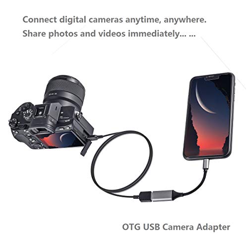 Adaptador USB para iPhone [Certificado Apple MFi], Adaptador de cámara Lightning a USB, Adaptador de Cable iOS OTG para iPad Soporte Disco USB, Teclado …