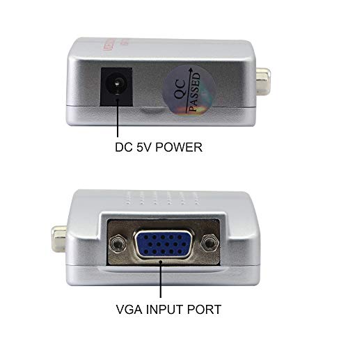 Adaptador VGA a RCA, convertidor AV Compuesto de S-Video a VGA, para HDTV, monitores, computadora portátil, computadora de Escritorio, PC. por Fengqlong