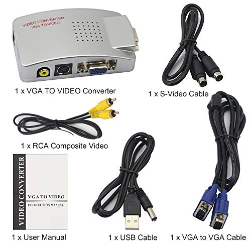 Adaptador VGA a RCA, convertidor AV Compuesto de S-Video a VGA, para HDTV, monitores, computadora portátil, computadora de Escritorio, PC. por Fengqlong