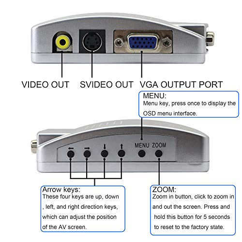 Adaptador VGA a RCA, convertidor AV Compuesto de S-Video a VGA, para HDTV, monitores, computadora portátil, computadora de Escritorio, PC. por Fengqlong