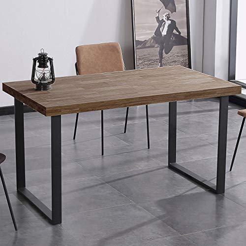 Adec Group Natural, Mesa de Comedor, Mesa Salon o Cocina Fija Color Roble Boreal y Negro, Medidas: 140 cm (Largo) x 80 cm (Ancho) x 76,5 cm (Alto)