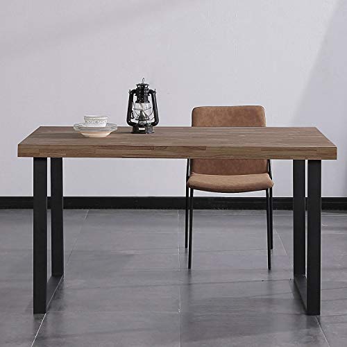 Adec Group Natural, Mesa de Comedor, Mesa Salon o Cocina Fija Color Roble Boreal y Negro, Medidas: 140 cm (Largo) x 80 cm (Ancho) x 76,5 cm (Alto)