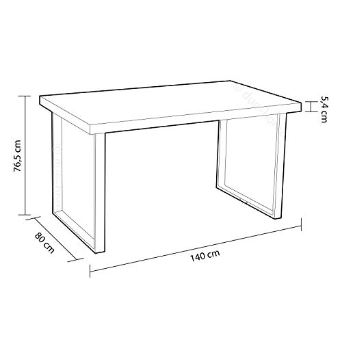 Adec Group Natural, Mesa de Comedor, Mesa Salon o Cocina Fija Color Roble Boreal y Negro, Medidas: 140 cm (Largo) x 80 cm (Ancho) x 76,5 cm (Alto)