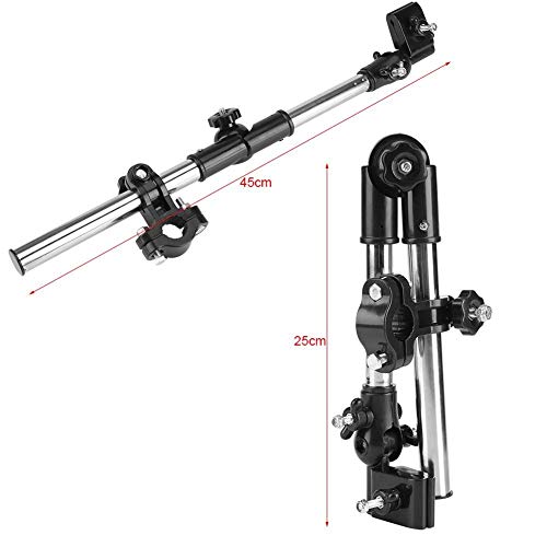 Agatige Abrazadera de Paraguas, Soporte de Montaje de Paraguas Ajustable de 360 ​​° Soporte para Cochecito de bebé Cochecito de niño Bicicleta Sillas de Ruedas Walker(Negro)