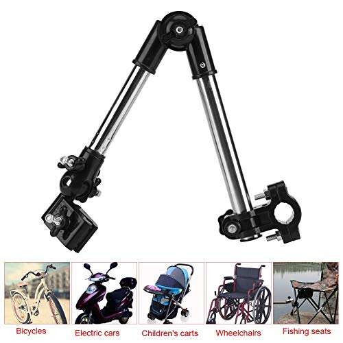 Agatige Abrazadera de Paraguas, Soporte de Montaje de Paraguas Ajustable de 360 ​​° Soporte para Cochecito de bebé Cochecito de niño Bicicleta Sillas de Ruedas Walker(Negro)