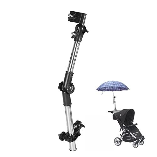 Agatige Abrazadera de Paraguas, Soporte de Montaje de Paraguas Ajustable de 360 ​​° Soporte para Cochecito de bebé Cochecito de niño Bicicleta Sillas de Ruedas Walker(Negro)