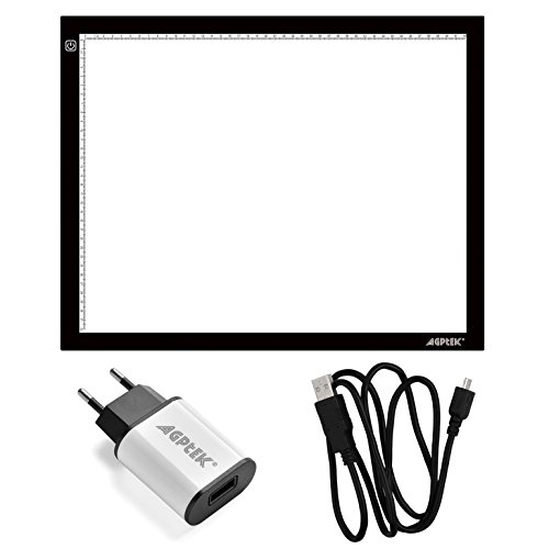 AGPTEK A3 Tableta de Luz, Drawing Pad Ultradelgada, Mesa de Luz de Dibujo LED con Panel Táctil Inteligente y Interfaz USB para Artistas, Dibujo, Animación - 47 cm x 37 cm