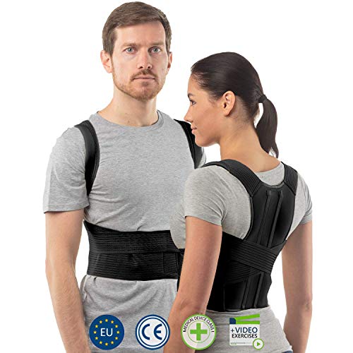 aHeal Corrector de Postura de Espalda para Hombre y Mujer | Soporte de Espalda y Columna Lumbar Superior para Corrección de Postura | Alivio del Dolor y Rehabilitación de Lesiones | Talla 1 Negro