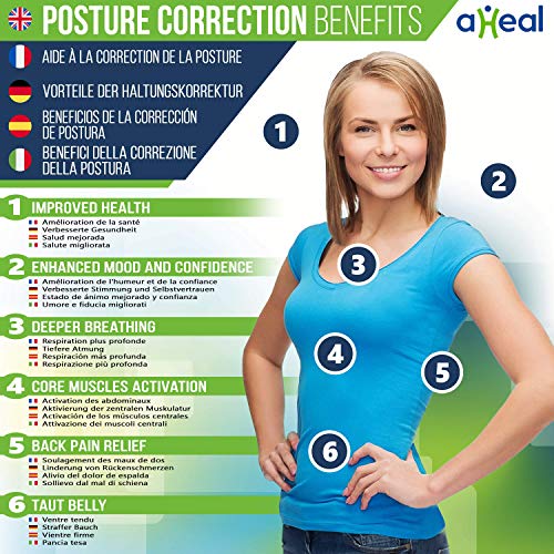 aHeal Corrector de Postura para Espalda Recta apto Hombre y Mujer | Soporte Médico de Hombros y Columna Vertebral Torácica y Lumbar | Rehabilitación de Lesiones y Postoperatoria | Talla 1 Negro