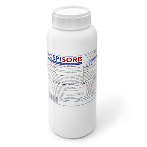 AIESI® Cal sodada para anestesia gaseosa absorbente de dióxido de carbono en gránulos botella de 1 kg HOSPISORB