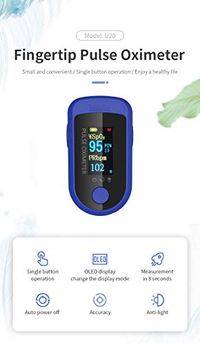 AIQURA pulsómetro de dedo oxígeno – pulsioxímetro de dedo profesional – oxímetro medidor de oxígeno en sangre portátil - SpO2, frecuencia del pulso, BPM
