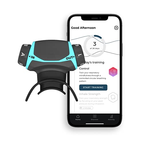 Airofit Active™ - Entrenador respiratorio y aplicación de respiración Virtual | Bienestar General, Mejorar la Capacidad pulmonar, Estilo de Vida Activo | Excelente para Deporte y Bienestar (Turquesa)