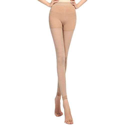 Aivtalk Legging Pantimedias de Compresión de Mujer Medias Mallas Elásticas Leotardos sin Putera 980D Talla XL - Beige