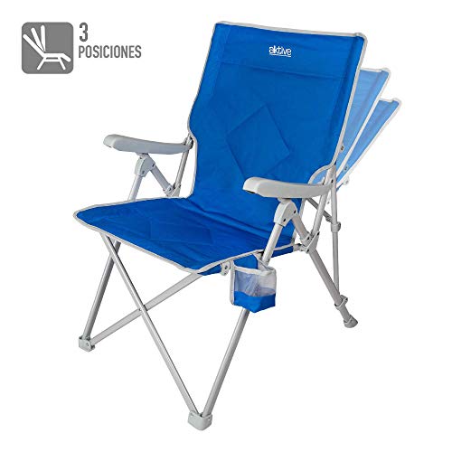 AKTIVE 52839 - Silla plegable para camping 3 posiciones AKTIVE camping 59x87x98 cm