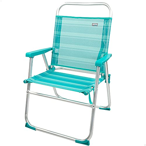 Aktive 53960 - Silla plegable fija aluminio Beach 51x56x90 cm - azul mediterráneo