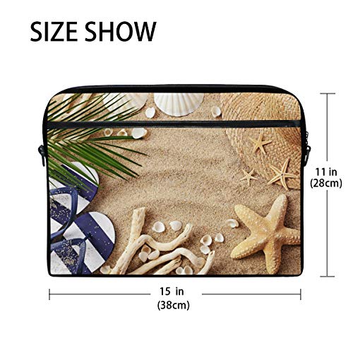 ALARGE - Funda para ordenador portátil, diseño de estrellas de mar de playa con tirón de 14 a 15,4 pulgadas, bolsa de ordenador, maletín mensajero correa de hombro para hombres, mujeres, niños, niñas