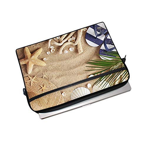 ALARGE - Funda para ordenador portátil, diseño de estrellas de mar de playa con tirón de 14 a 15,4 pulgadas, bolsa de ordenador, maletín mensajero correa de hombro para hombres, mujeres, niños, niñas