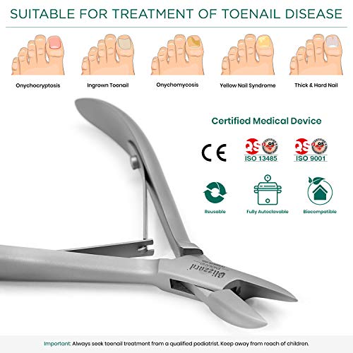 Alicate Cortauñas Blizzard - 13 cm, Corte Recto Pacientes Diabéticos Uñas Encarnadas - Acero Inoxidable Forjado Alemán - Pedicura Podología Profesional - Dispositivo Médicos, Marcado CE