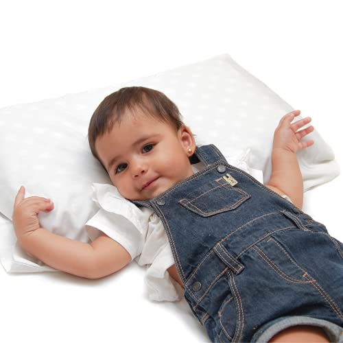 Almohada bebé y niño viscoelástica pequeña de cuna y cama - Cojín relleno para prevenir plagiocefalia - 2 fundas protectoras - Apto para nido, minicuna, maxicuna, antivuelco y capazo de recién nacido