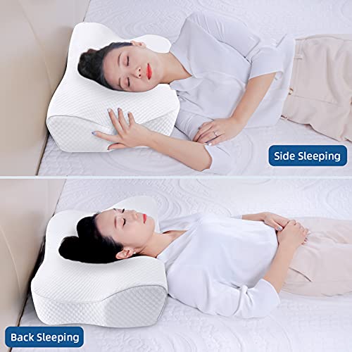 Almohada Cervical Almohada Viscoelastica, Almohada Ergonómica con Memoria de Forma de Soporte 3D con Alturas Ajustables con Funda Almohada Extraíble y Lavable, Almohadas Cervical Dormir de Lado