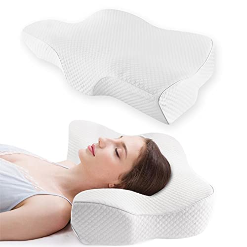 Almohada Cervical Almohada Viscoelastica, Almohada Ergonómica con Memoria de Forma de Soporte 3D con Alturas Ajustables con Funda Almohada Extraíble y Lavable, Almohadas Cervical Dormir de Lado