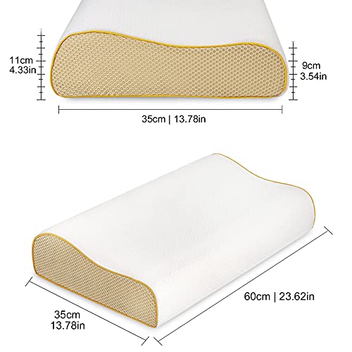 Almohada Cervical de Espuma viscoelástica, Oxford Street Sleep Comfort Almohada ortopédica ergonómica de Contorno para Cama, Funda de Almohada Lavable para aliviar el Dolor