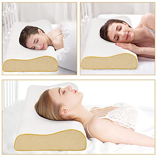 Almohada Cervical de Espuma viscoelástica, Oxford Street Sleep Comfort Almohada ortopédica ergonómica de Contorno para Cama, Funda de Almohada Lavable para aliviar el Dolor