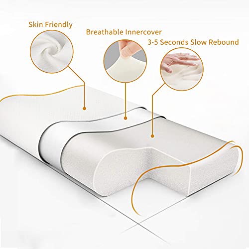 Almohada Cervical de Espuma viscoelástica, Oxford Street Sleep Comfort Almohada ortopédica ergonómica de Contorno para Cama, Funda de Almohada Lavable para aliviar el Dolor