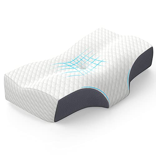 Almohada Cervical, SIGOODS Almohada Viscoelastica para Relajarse de Dolor del Cuello y Hombro,Almohada Ergonómica con Memoria de Forma para Durmiente Trasero,Agradable Para la Piel y Lavable